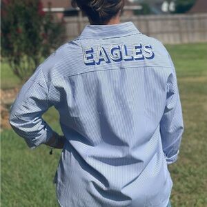 *Customizable* Embroidery Striped Button Down Shirt